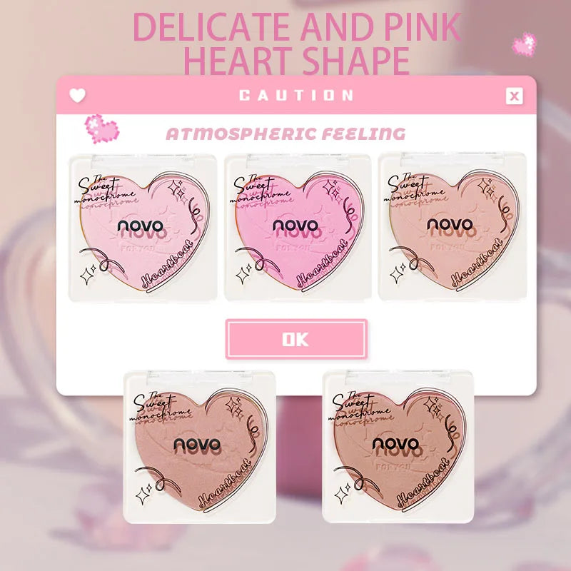 Heart-Shaped Korean style Powder Blush, Soft Matte Finish with Subtle Shimmer, Blendable & Buildable, Lightweight & Long-Lasting