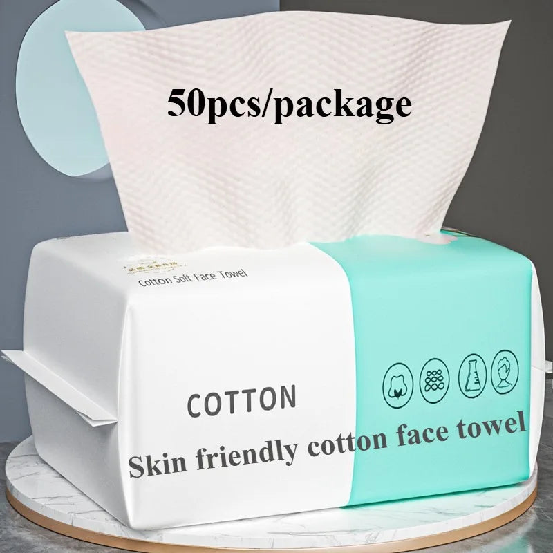Reusable thickened face towel One pack of 50/100 pieces per pack Travel cleanser wet dry makeup remover cotton soft fabric tool