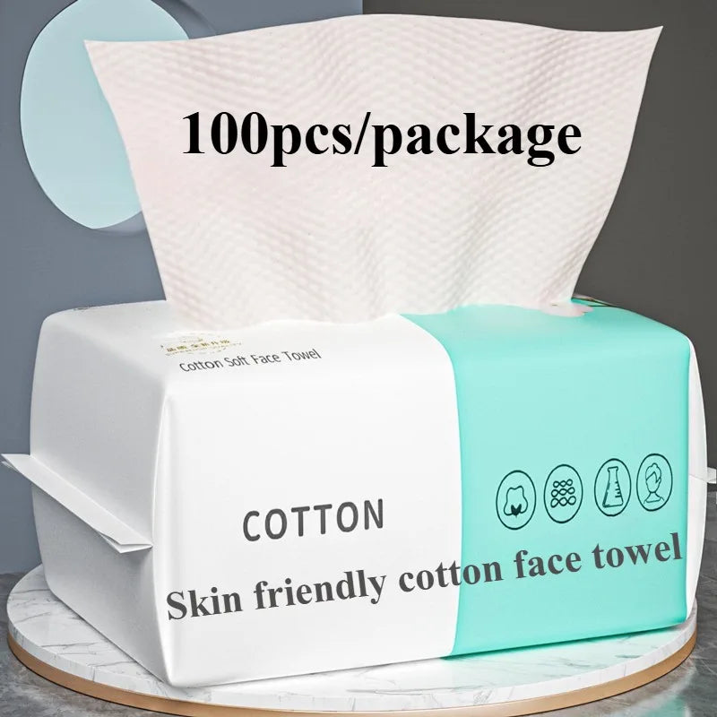 Reusable thickened face towel One pack of 50/100 pieces per pack Travel cleanser wet dry makeup remover cotton soft fabric tool